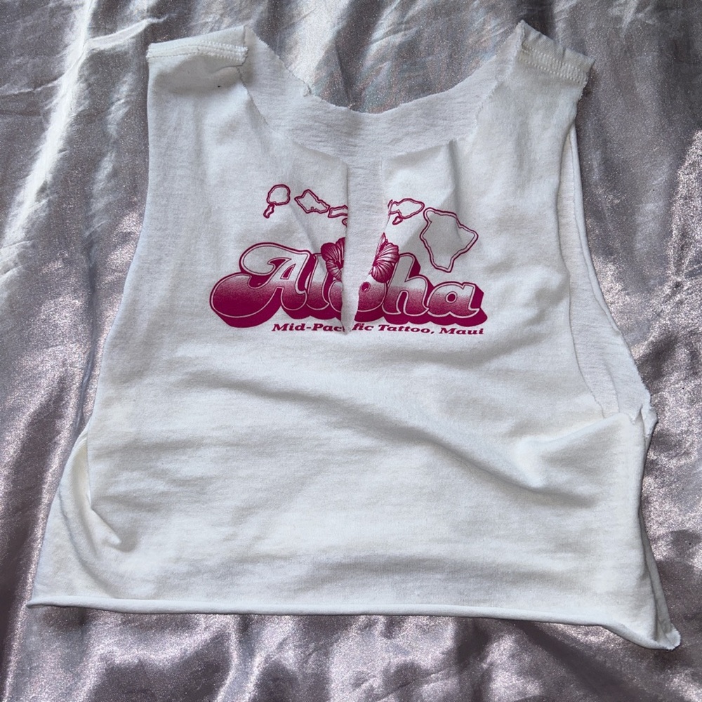 white crop top w/ slit